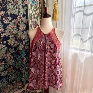 Lauren Conrad Pink and Mauve Purple Flowy Floral Print Tank Top